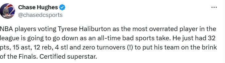 米乐官方网站-😤记者：将哈利伯顿评为最被高估球员，将成为体育史上最糟糕的评价之一